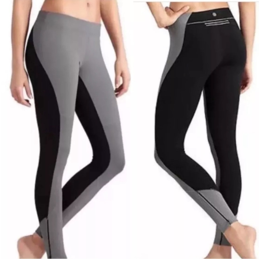 Athleta Homestretch Run Tights Legging Gray and Black Womens size Medium